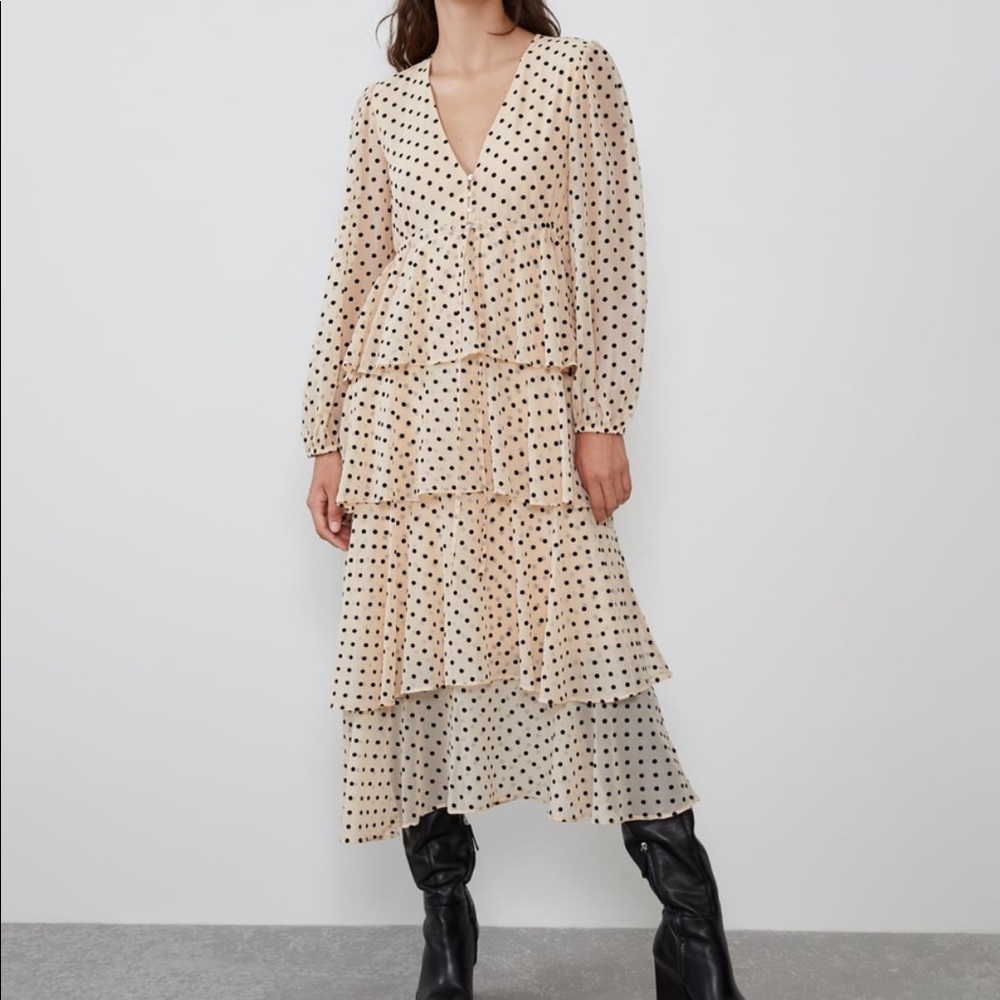 Zara polka dot dress with ruffles